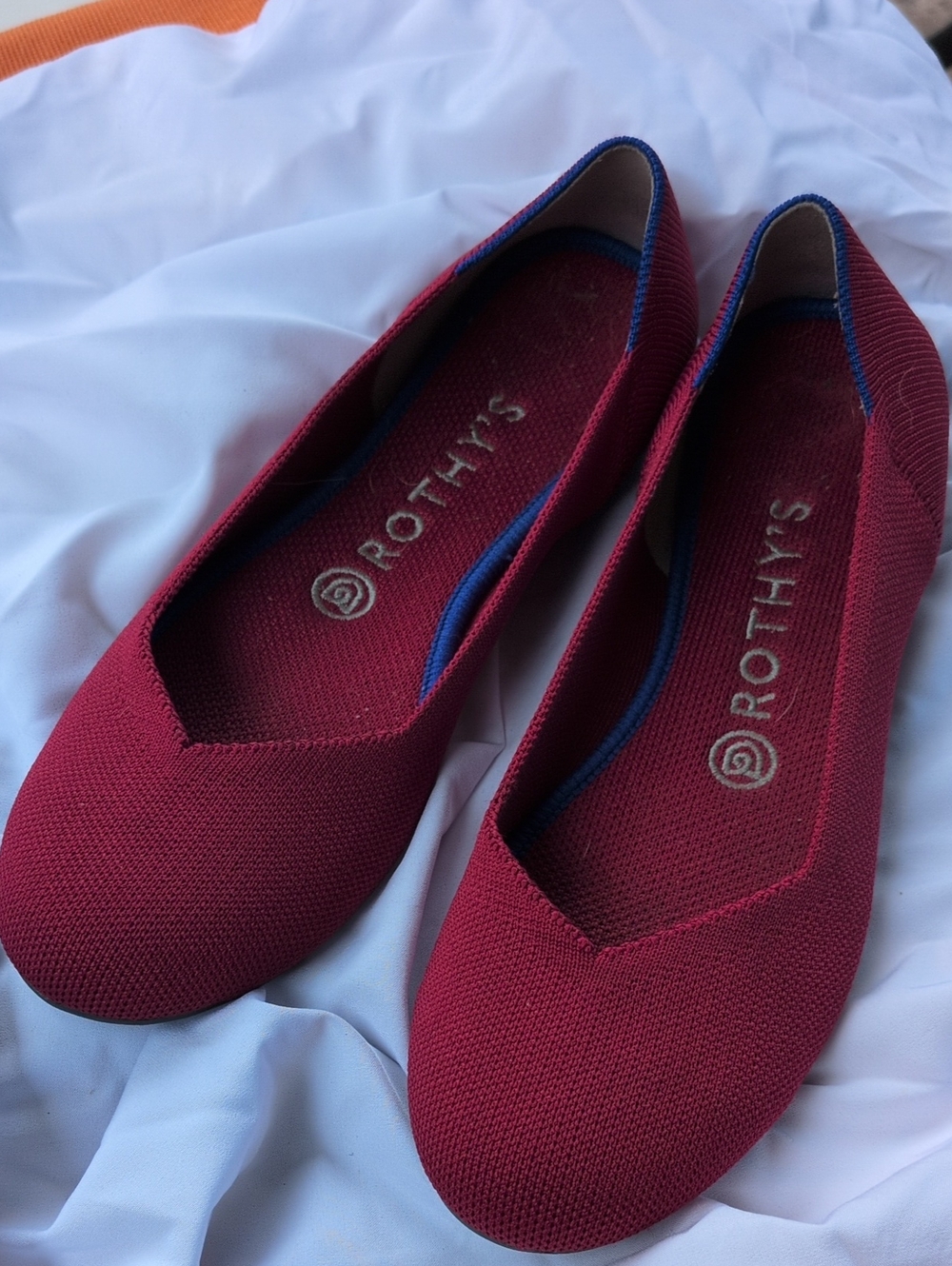 Rothy's Women's Red Round Toe Knit Slip-On Flats